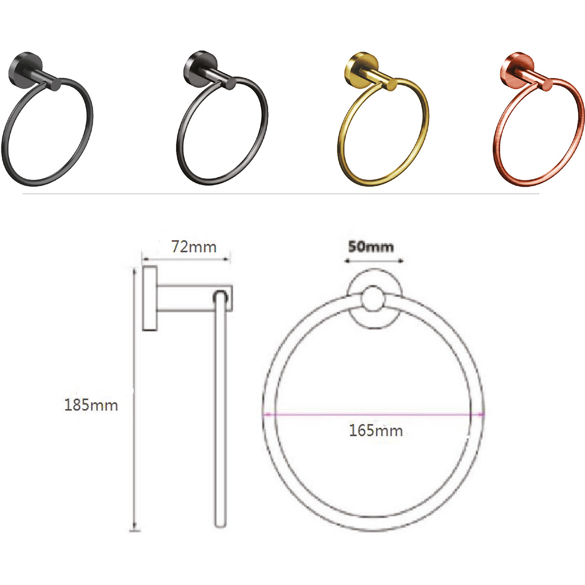 Handtuchring - Leoni Rimbo - 16cm - Rund - PVD - Gebürstetes Kupfer