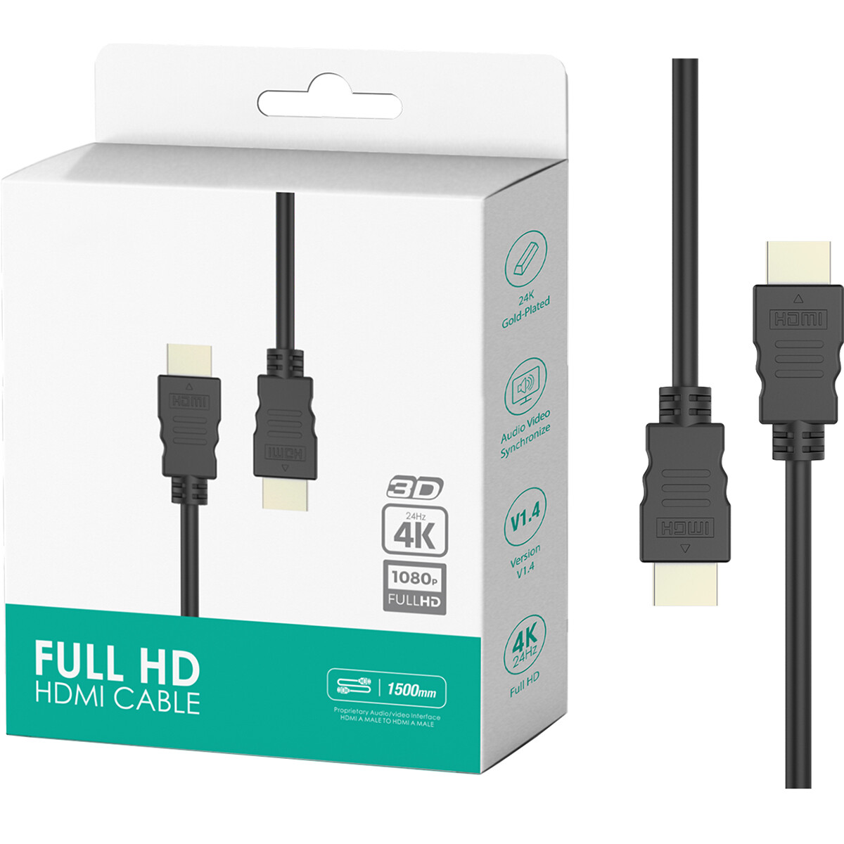 HDMI Kabel - Aigi Mixo - Version 1.4 - 1.5 Meter - HDMI zu HDMI - 4K 30Hz - 3D 1080P FULL HD - 10.2 GBPS - High Speed Kabel - Schwarz