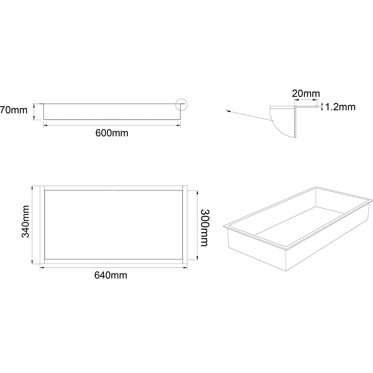 Einbaunische - Leoni Prim - 30x60x7cm - Gunmetal Grau