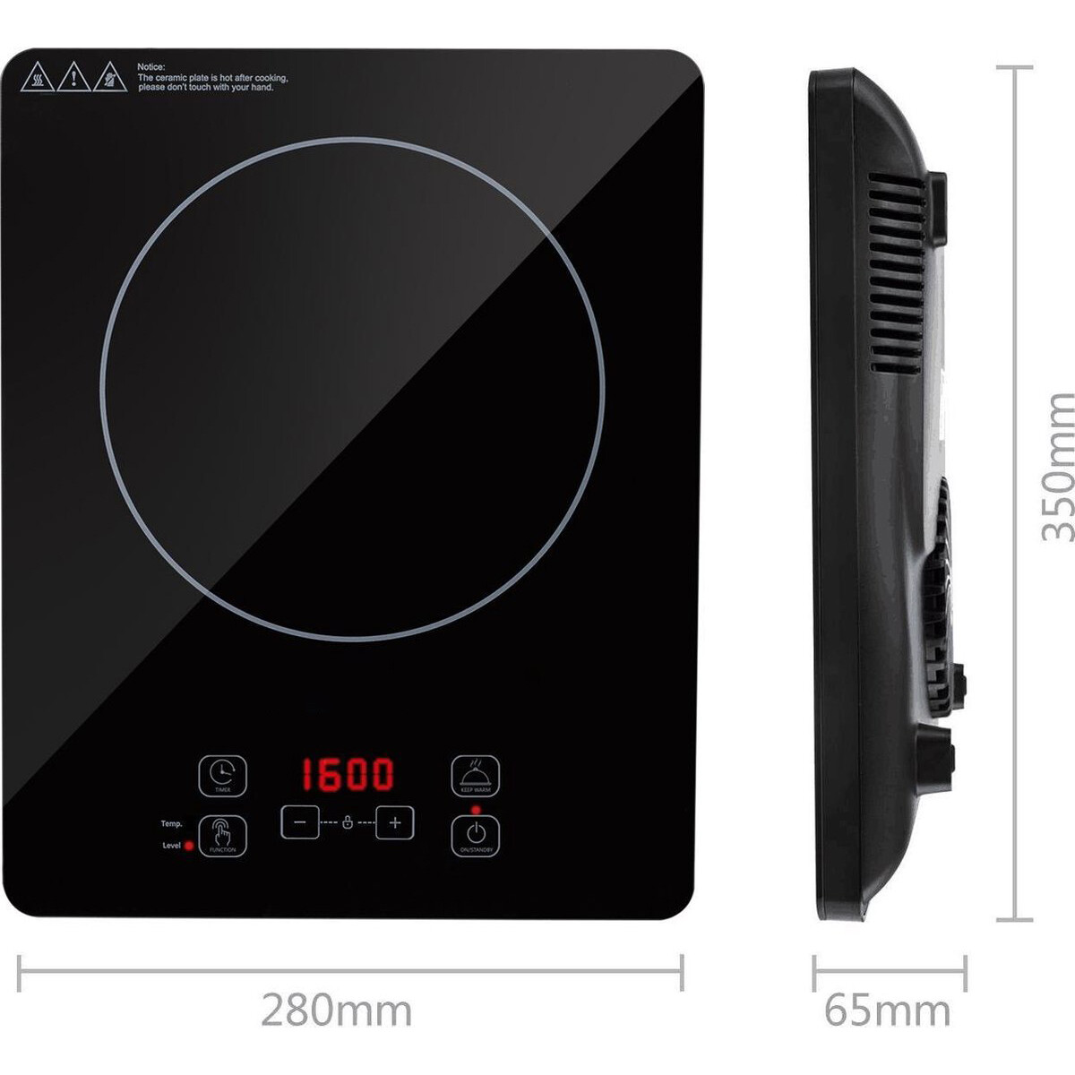 Induktionsherd - Aigi Firany - 2000 Watt - Touch Control - LED Display - Schwarz