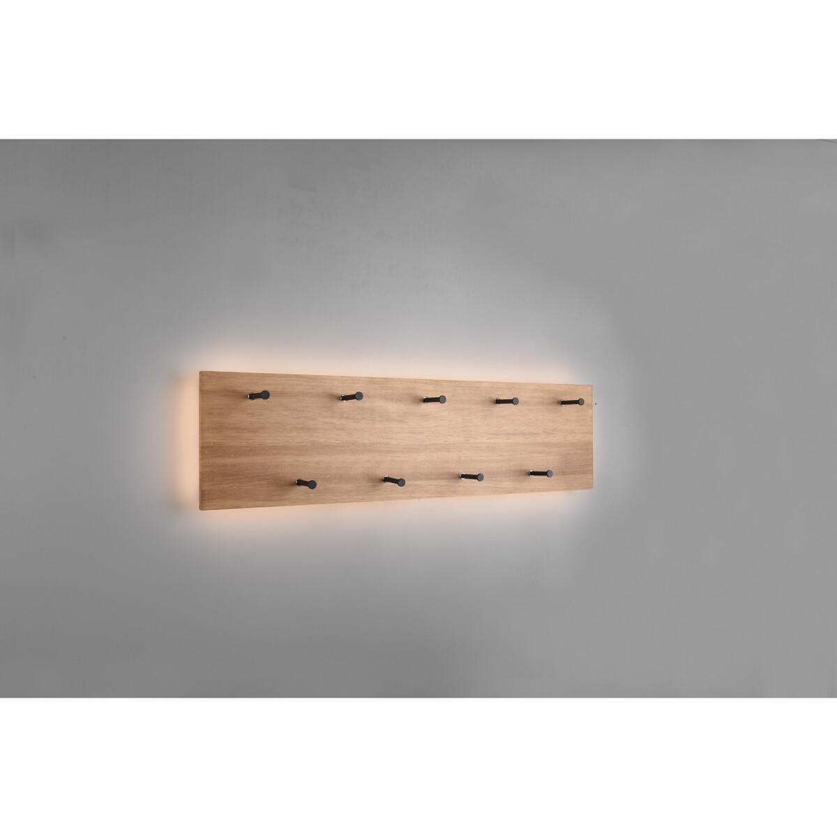 Garderobe - Trion Sammy - Wandgarderobe mit LED Beleuchtung - 10W - Warmweiß 3000K - Braun