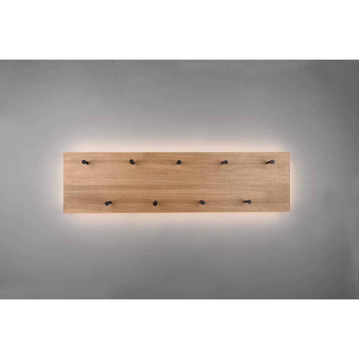 Garderobe - Trion Sammy - Wandgarderobe mit LED Beleuchtung - 10W - Warmweiß 3000K - Braun