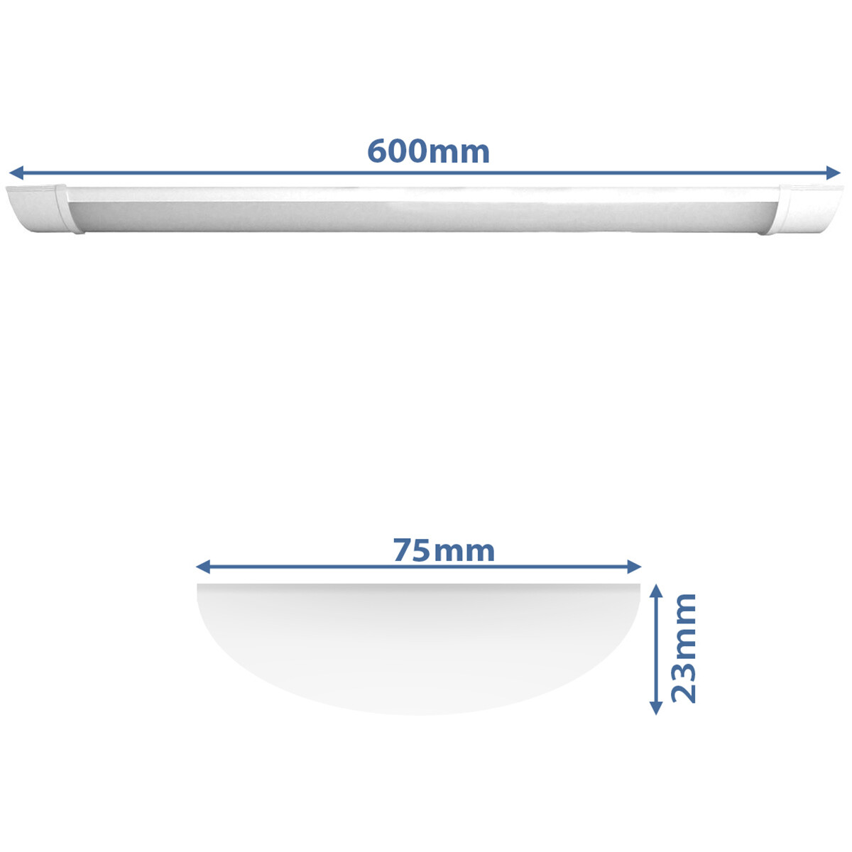 LED Batten - Titro - 18W - Tageslicht 6400K - Aluminium - 60cm