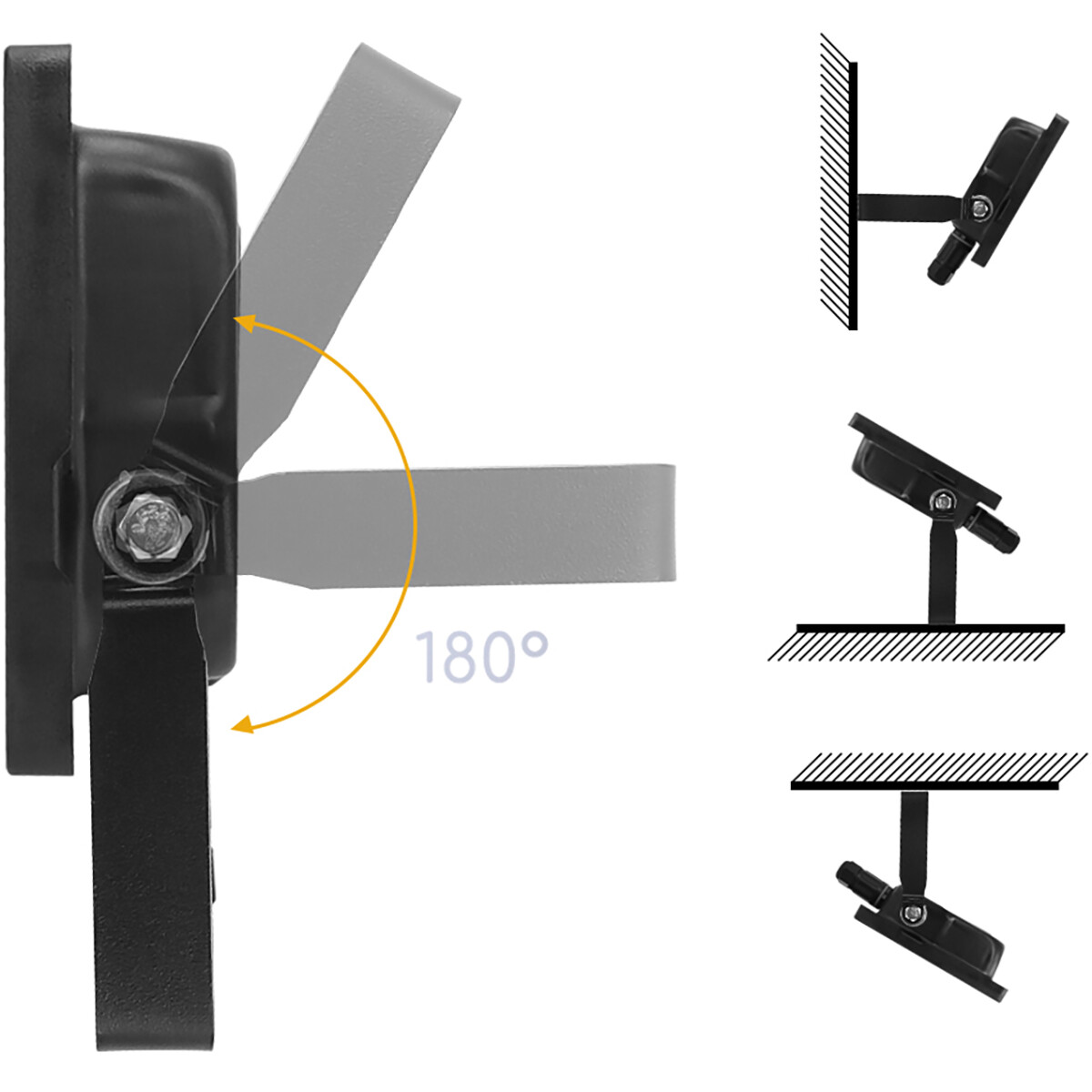 LED Baustrahler 100 Watt mit Sensor - LED-Strahler - Aigi Stado - Neutralweiß 4000K - Wasserdicht IP65 - Mattschwarz - Aluminium