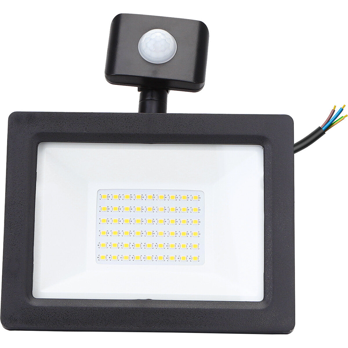 LED Baustrahler 30 Watt mit Sensor - LED Flutlicht - Aigi Stado - Hell/Kaltweiß 6400K - Wasserdicht IP65 - Mattschwarz - Aluminium