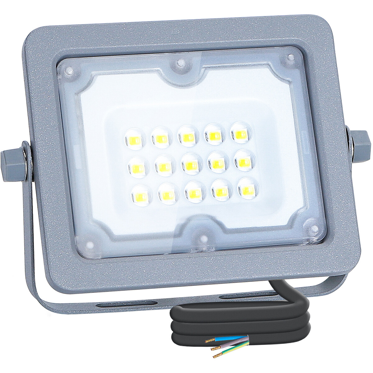 LED Baustrahler - Aigi Zuino - 10 Watt - Kaltweiß 6500K - Wasserdicht IP65 - Schwenkbar - Mattgrau - Aluminium