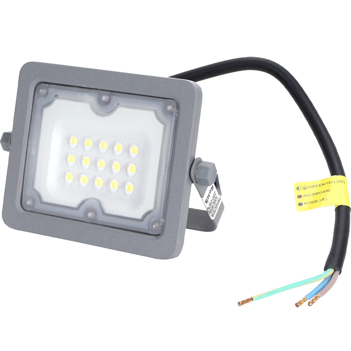 LED Baustrahler - Aigi Zuino - 10 Watt - Kaltweiß 6500K - Wasserdicht IP65 - Schwenkbar - Mattgrau - Aluminium