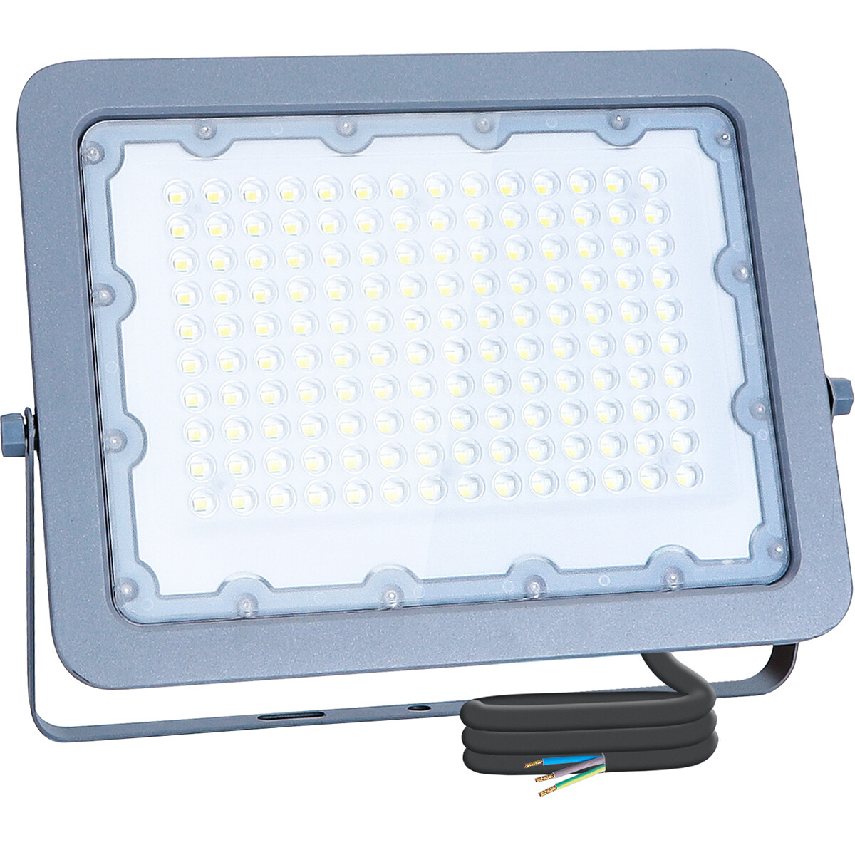 LED Baustrahler - Aigi Zuino - 100 Watt - Kaltweiß 6500K - Wasserdicht IP65 - Schwenkbar - Mattgrau - Aluminium