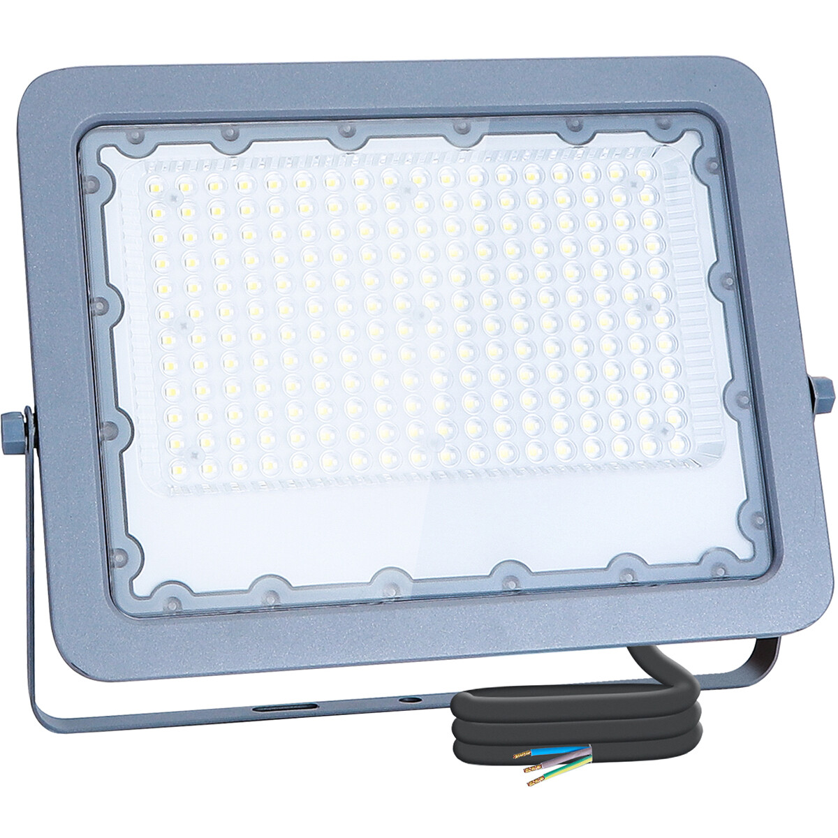 LED Baustrahler - Aigi Zuino - 150 Watt - Kaltweiß 6500K - Wasserdicht IP65 - Schwenkbar - Mattgrau - Aluminium