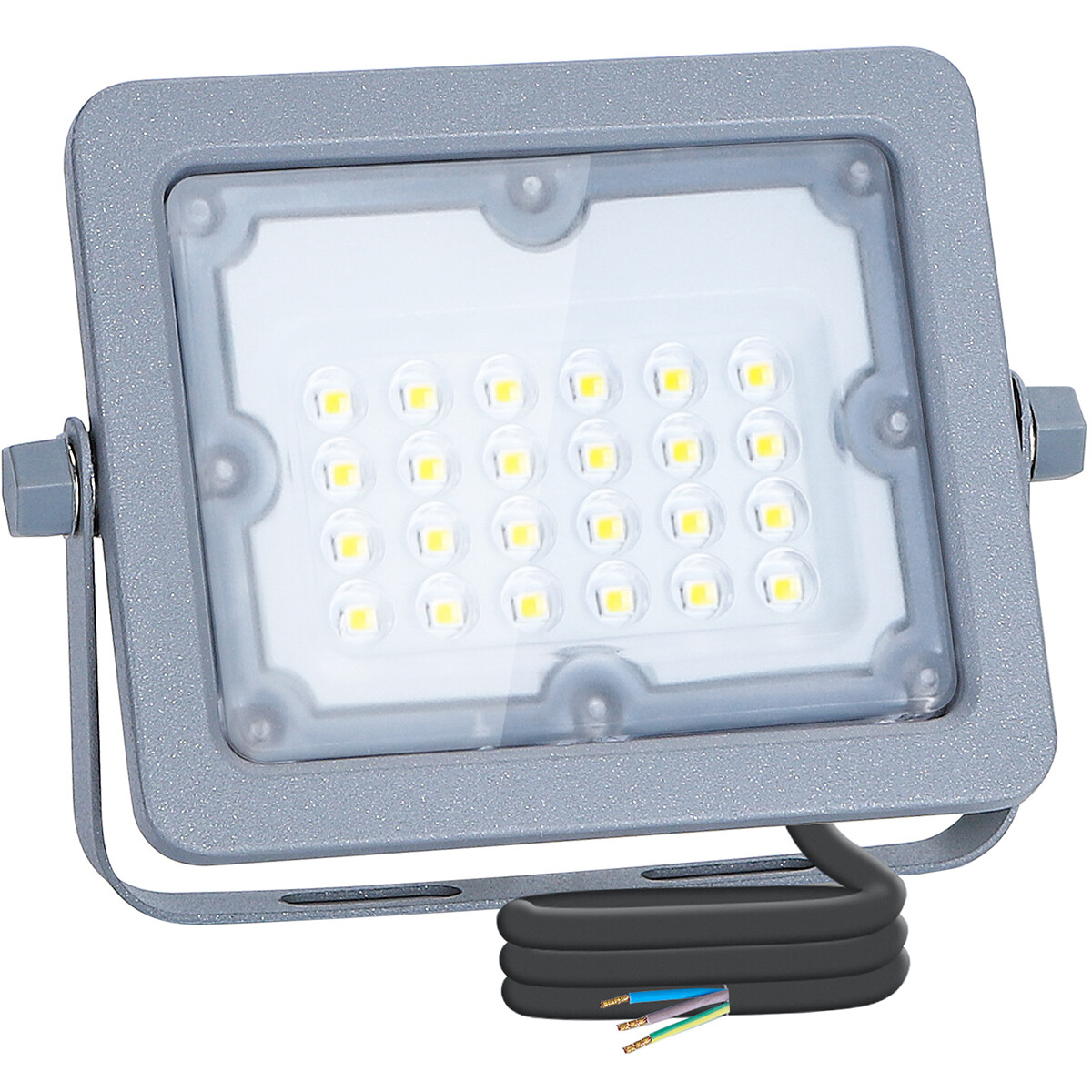 LED Baustrahler - Aigi Zuino - 20 Watt - Neutralweiß 4000K - Wasserdicht IP65 - Schwenkbar - Mattgrau - Aluminium