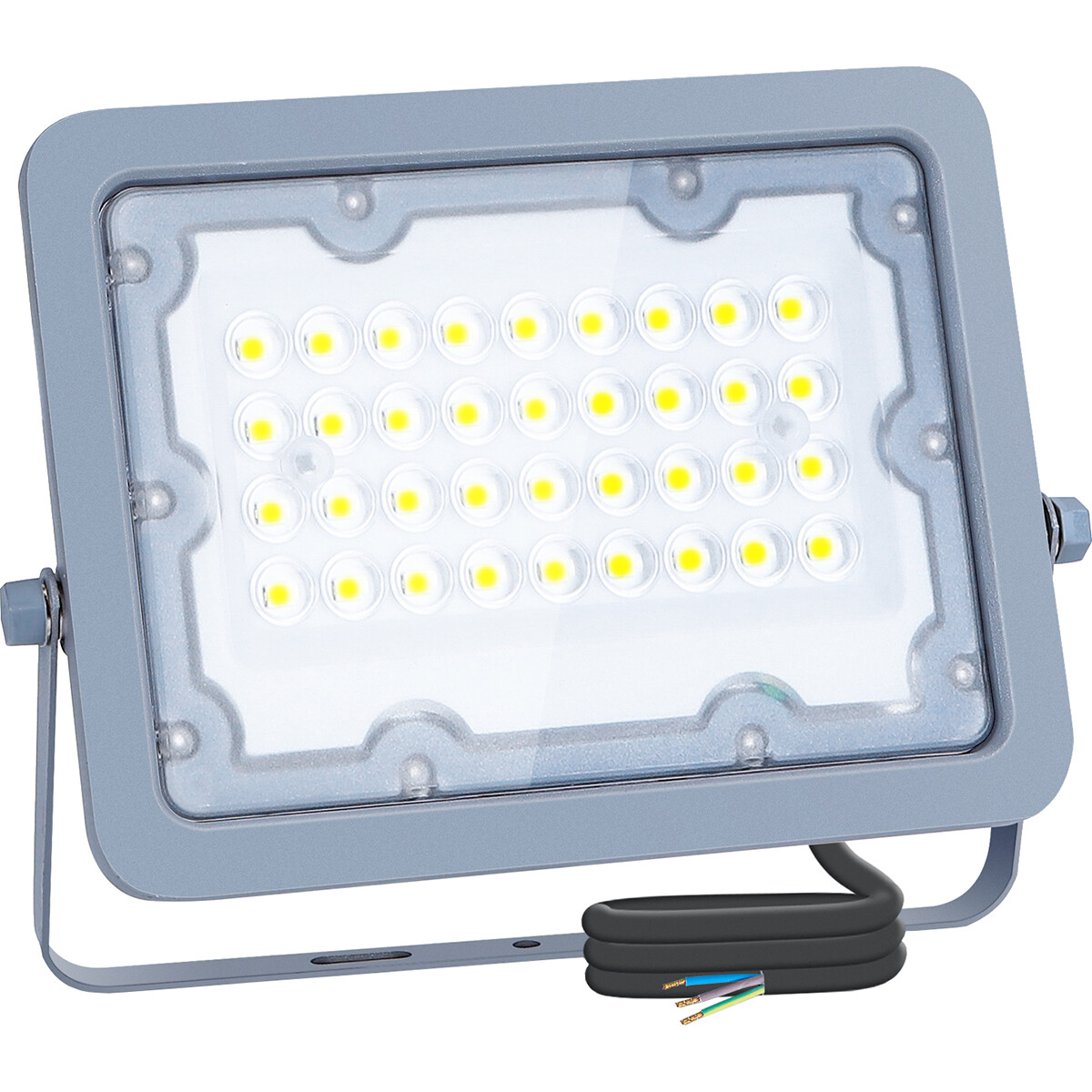 LED Baustrahler - Aigi Zuino - 30 Watt - Neutralweiß 4000K - Wasserdicht IP65 - Schwenkbar - Mattgrau - Aluminium