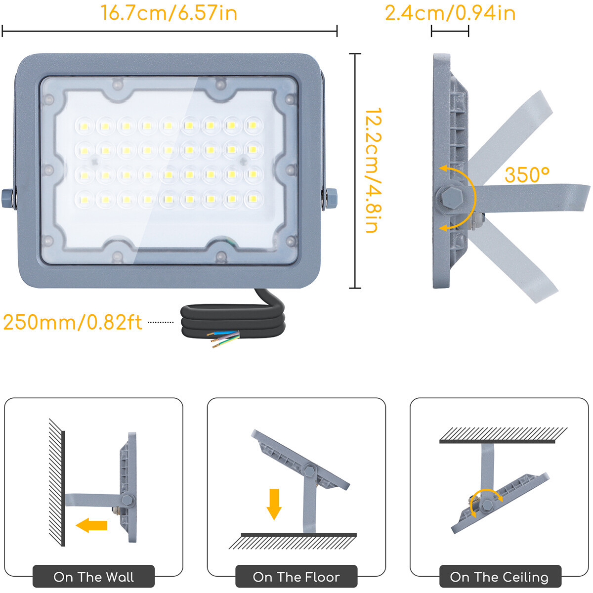 LED Baustrahler - Aigi Zuino - 30 Watt - Neutralweiß 4000K - Wasserdicht IP65 - Schwenkbar - Mattgrau - Aluminium