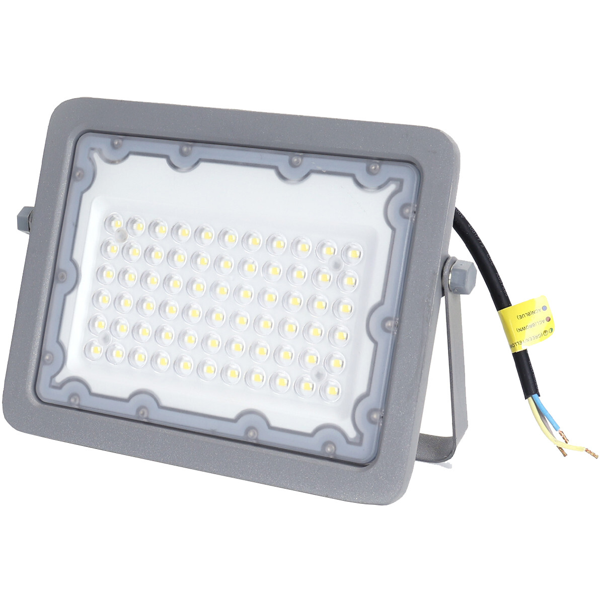 LED Baustrahler - Aigi Zuino - 50 Watt - Kaltweiß 6500K - Wasserdicht IP65 - Schwenkbar - Mattgrau - Aluminium