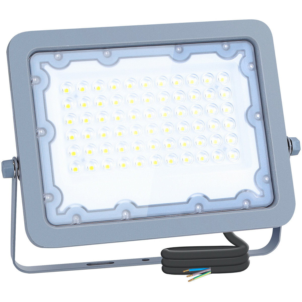 LED Baustrahler - Aigi Zuino - 50 Watt - Neutralweiß 4000K - Wasserdicht IP65 - Schwenkbar - Mattgrau - Aluminium