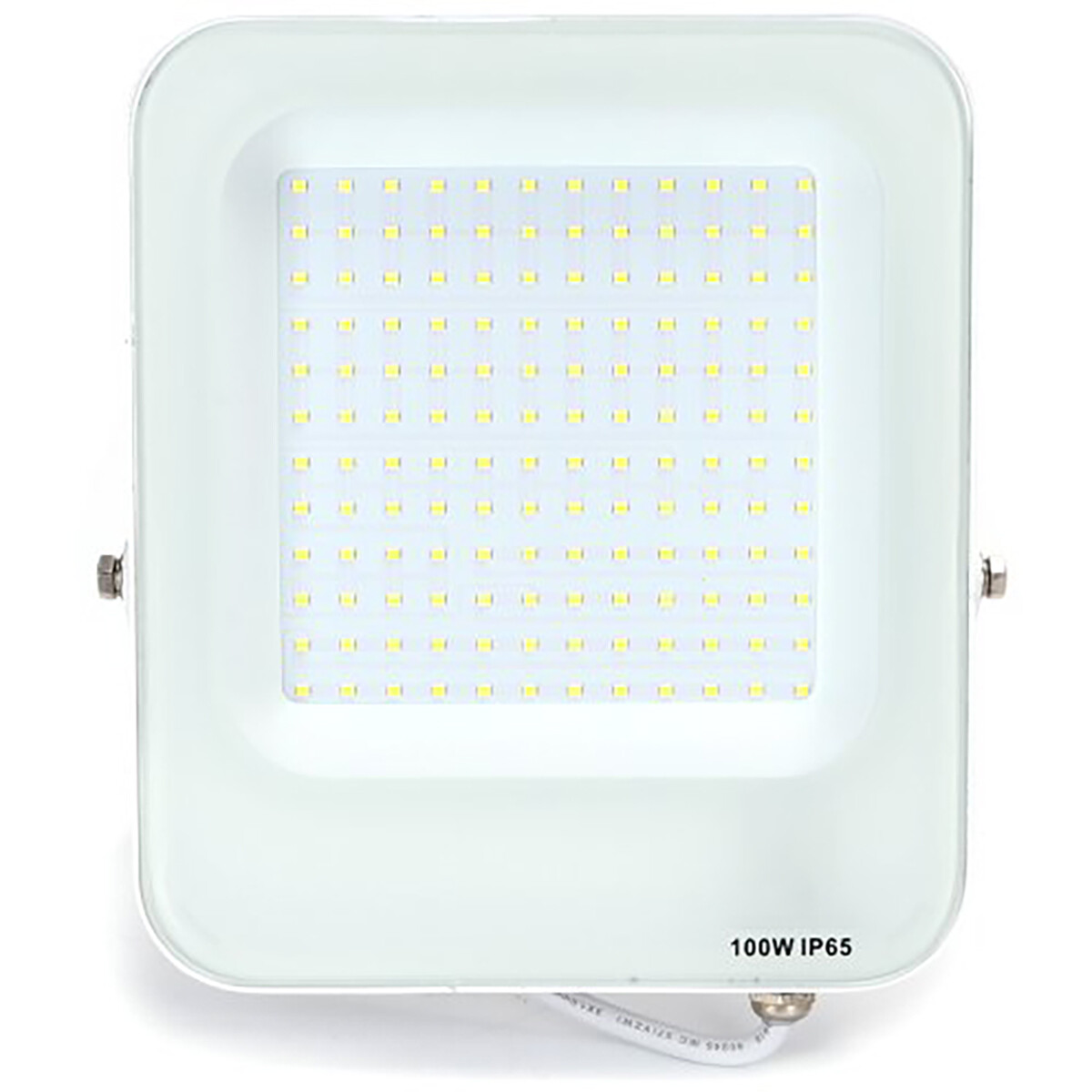 LED Baustrahler - LED Flutlicht - Aigi Rekan - 100 Watt - Kaltweiß 6500K - Wasserdicht IP65 - Rechteck - Mattweiß - Aluminium