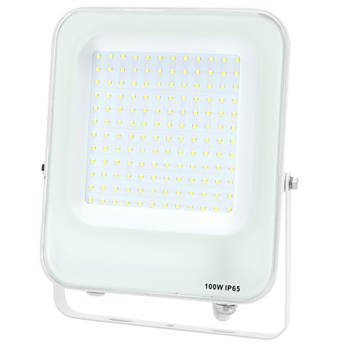 LED Baustrahler - LED Flutlicht - Aigi Rekan - 100 Watt - Kaltweiß 6500K - Wasserdicht IP65 - Rechteck - Mattweiß - Aluminium