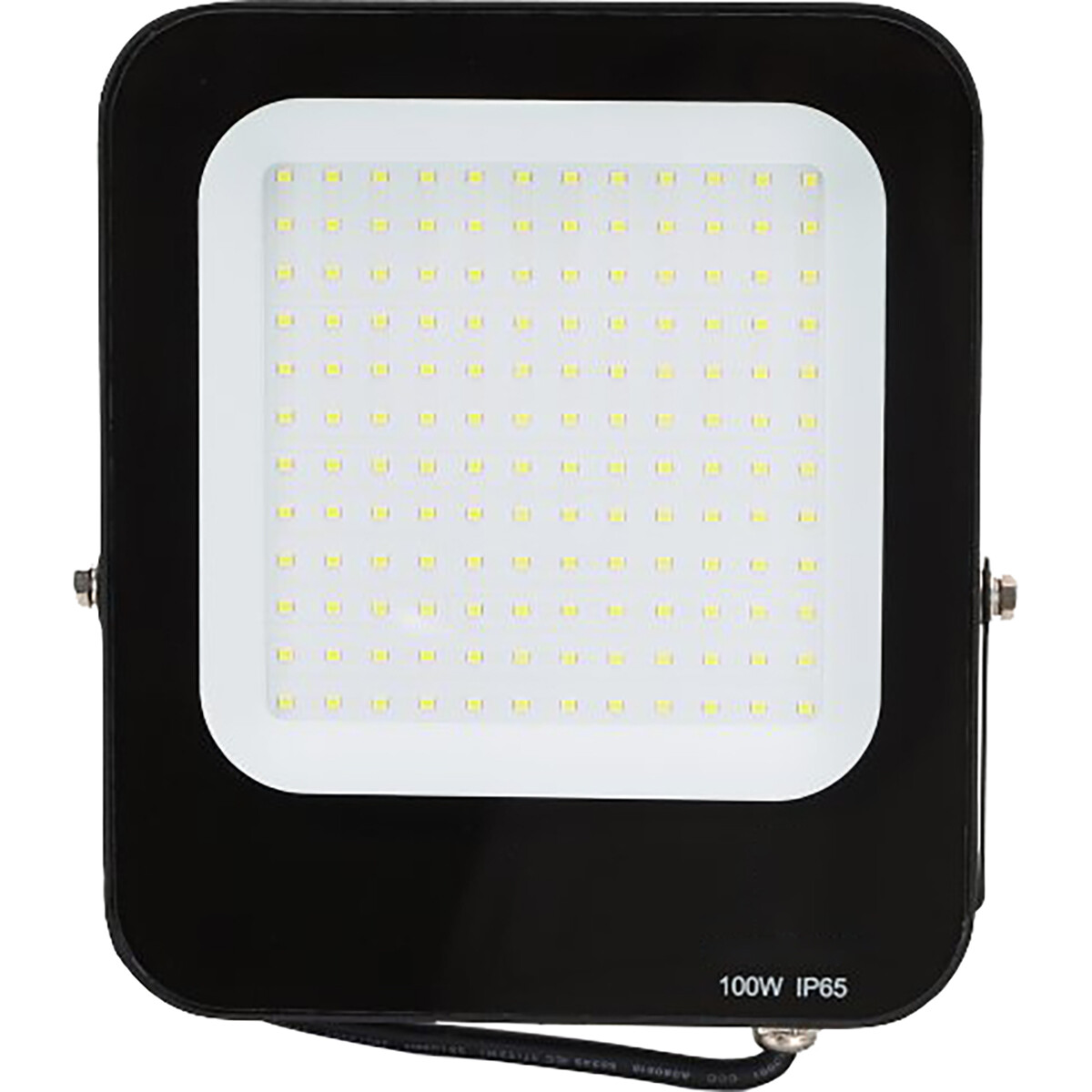 LED Baustrahler - LED Flutlicht - Aigi Rekan - 100 Watt - Kaltweiß 6500K - Wasserdicht IP65 - Rechteck - Mattschwarz - Aluminium