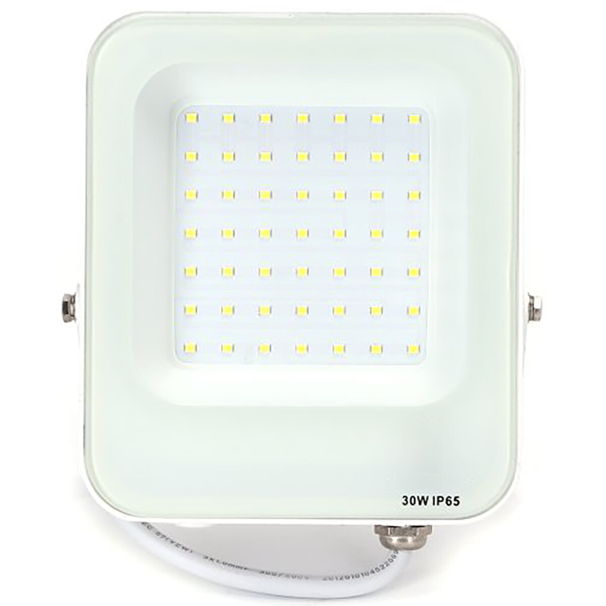 LED Baustrahler - LED-Scheinwerfer - Aigi Rekan - 30 Watt - Kaltweiß 6500K - Wasserdicht IP65 - Rechteckig - Mattweiß - Aluminium