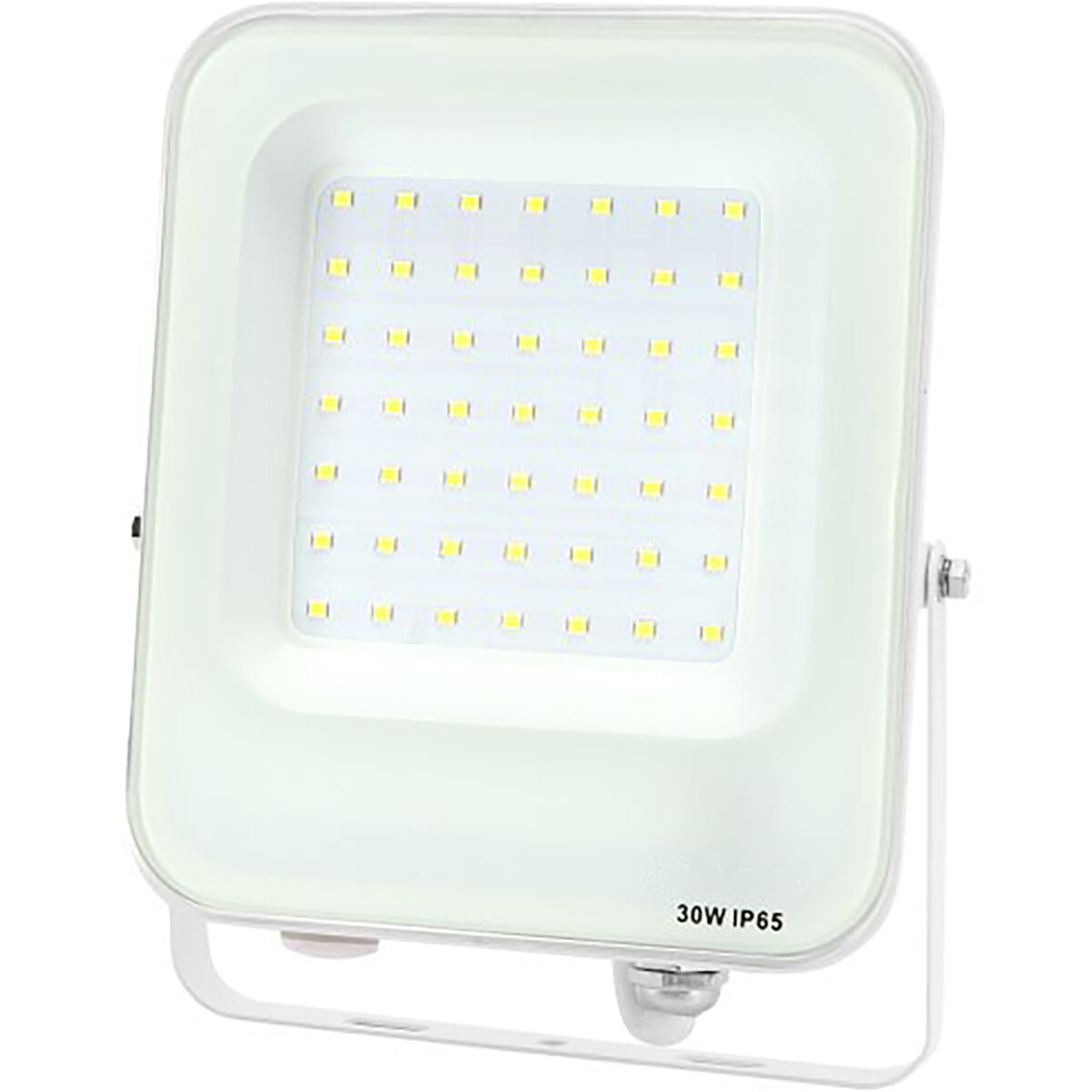 LED Baustrahler - LED-Scheinwerfer - Aigi Rekan - 30 Watt - Kaltweiß 6500K - Wasserdicht IP65 - Rechteckig - Mattweiß - Aluminium