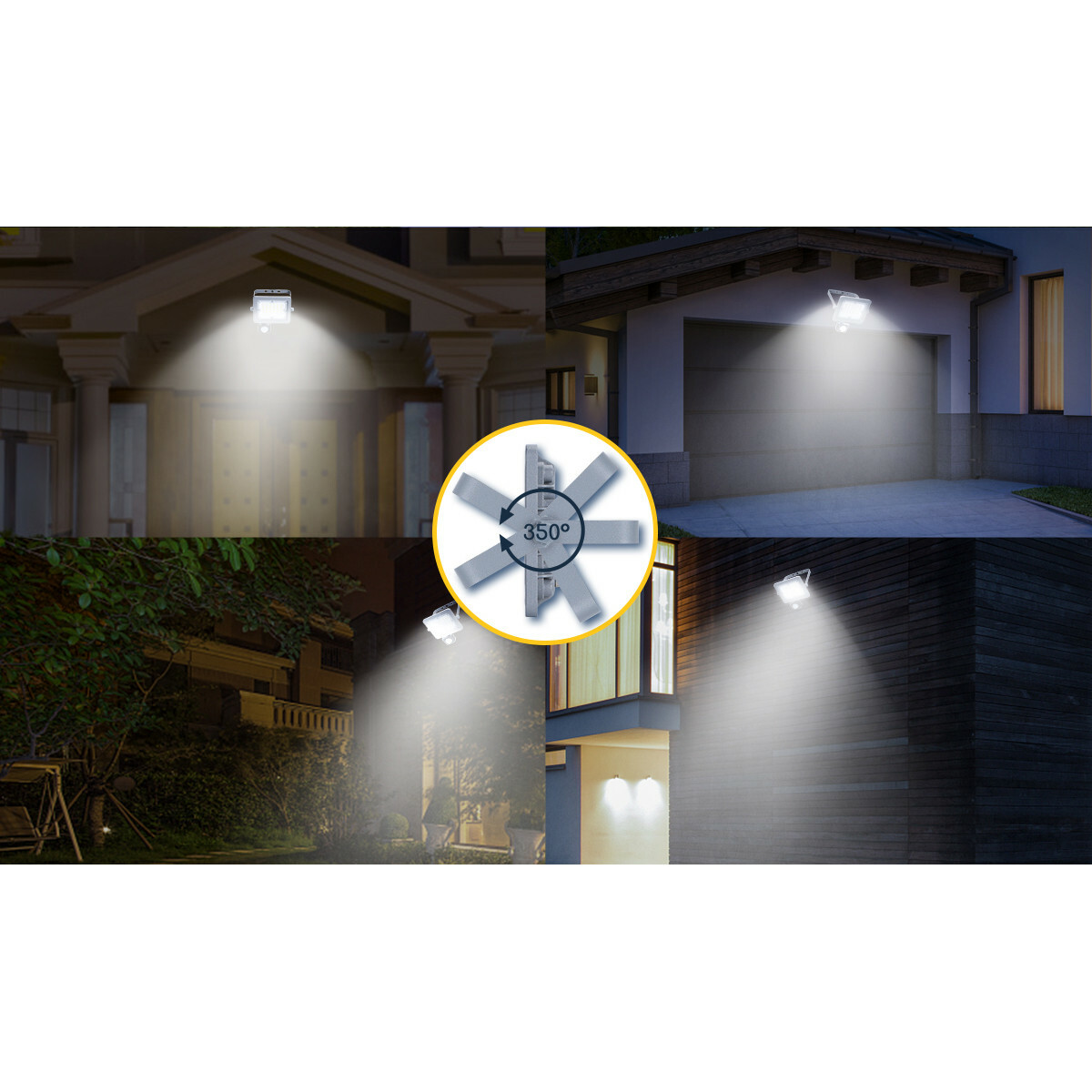 LED Baustrahler mit Sensor - Aigi Zuino - 20 Watt - Kaltweiß 6500K - Wasserdicht IP65 - Schwenkbar - Mattgrau - Aluminium