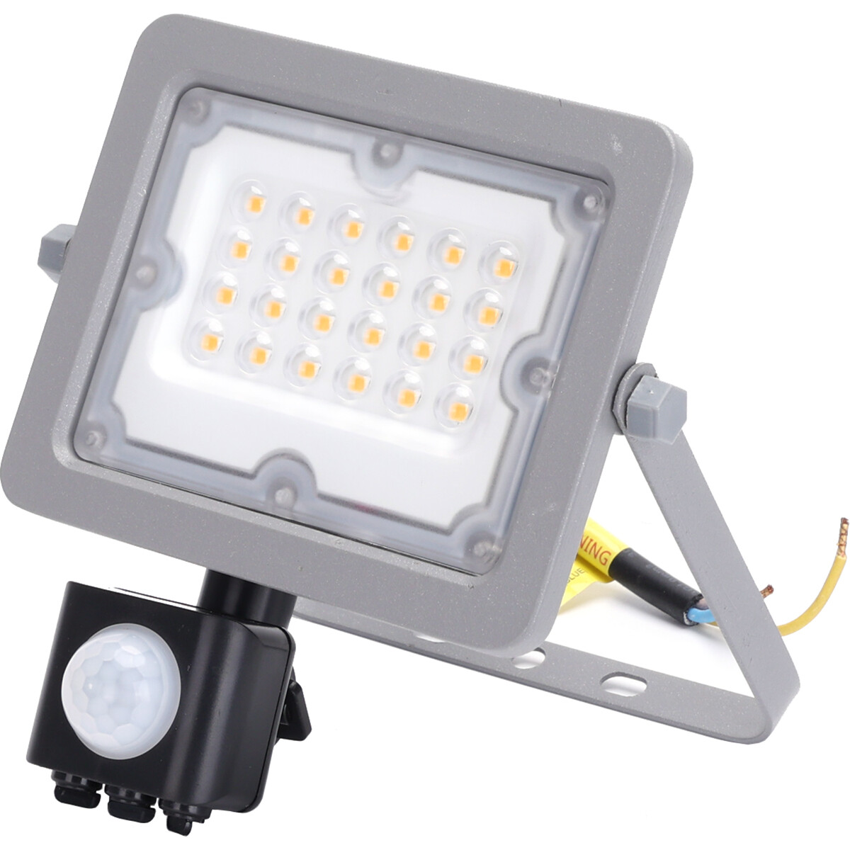 LED Baustrahler mit Sensor - Aigi Zuino - 20 Watt - Neutralweiß 4000K - Wasserdicht IP65 - Schwenkbar - Mattgrau - Aluminium