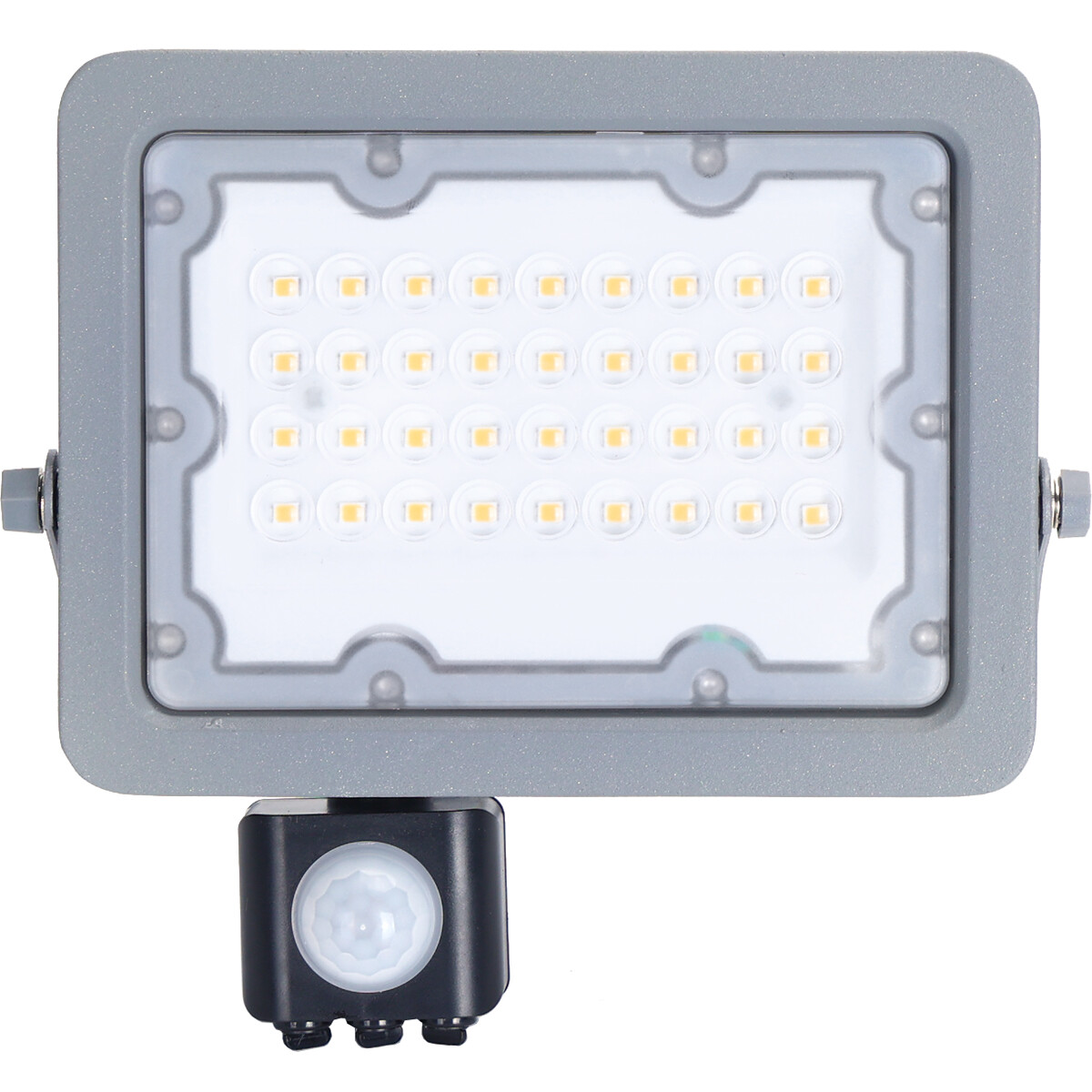 LED Baustrahler mit Sensor - Aigi Zuino - 30 Watt - Neutralweiß 4000K - Wasserdicht IP65 - Schwenkbar - Mattgrau - Aluminium