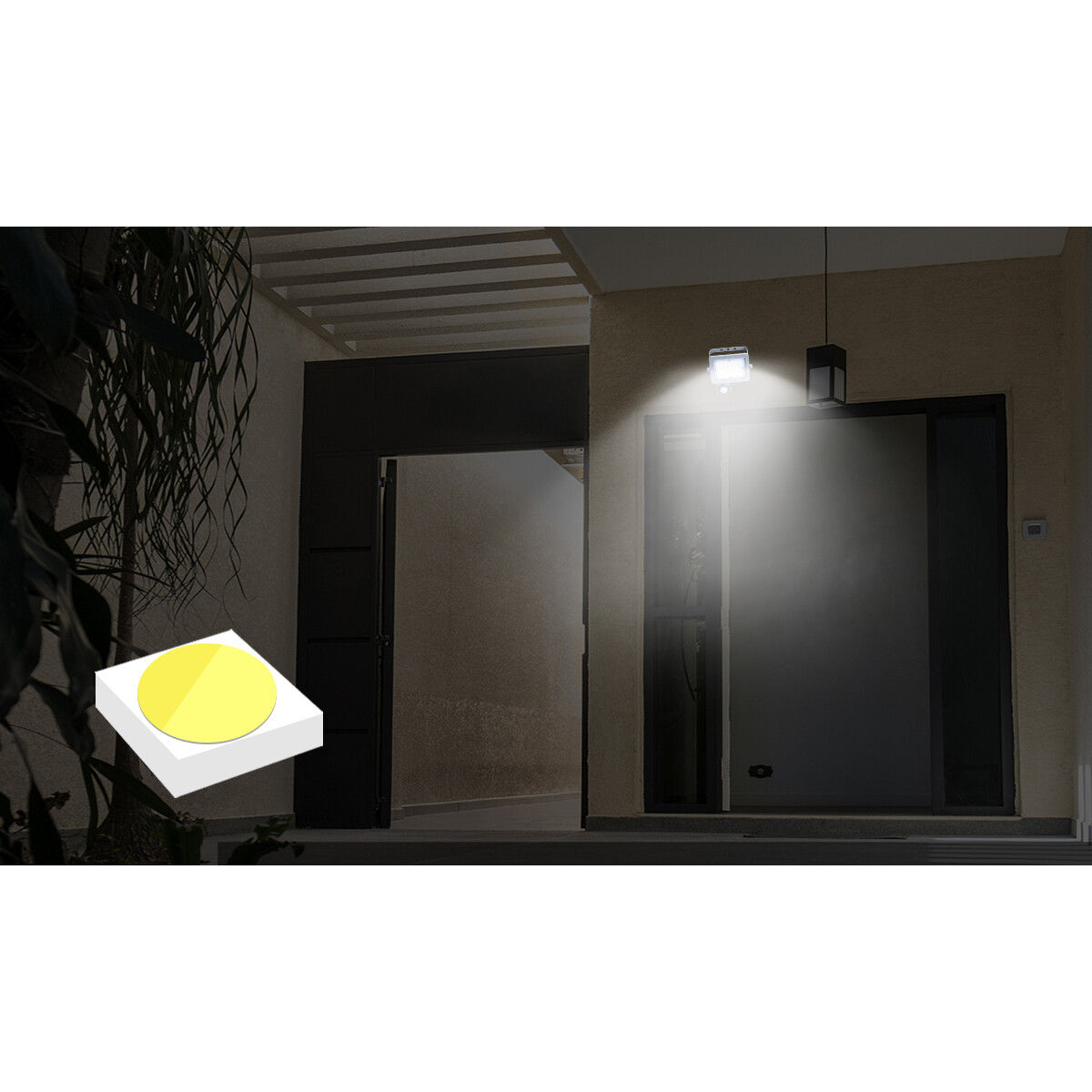 LED Baustrahler mit Sensor - Aigi Zuino - 50 Watt - Kaltweiß 6500K - Wasserdicht IP65 - Schwenkbar - Mattgrau - Aluminium