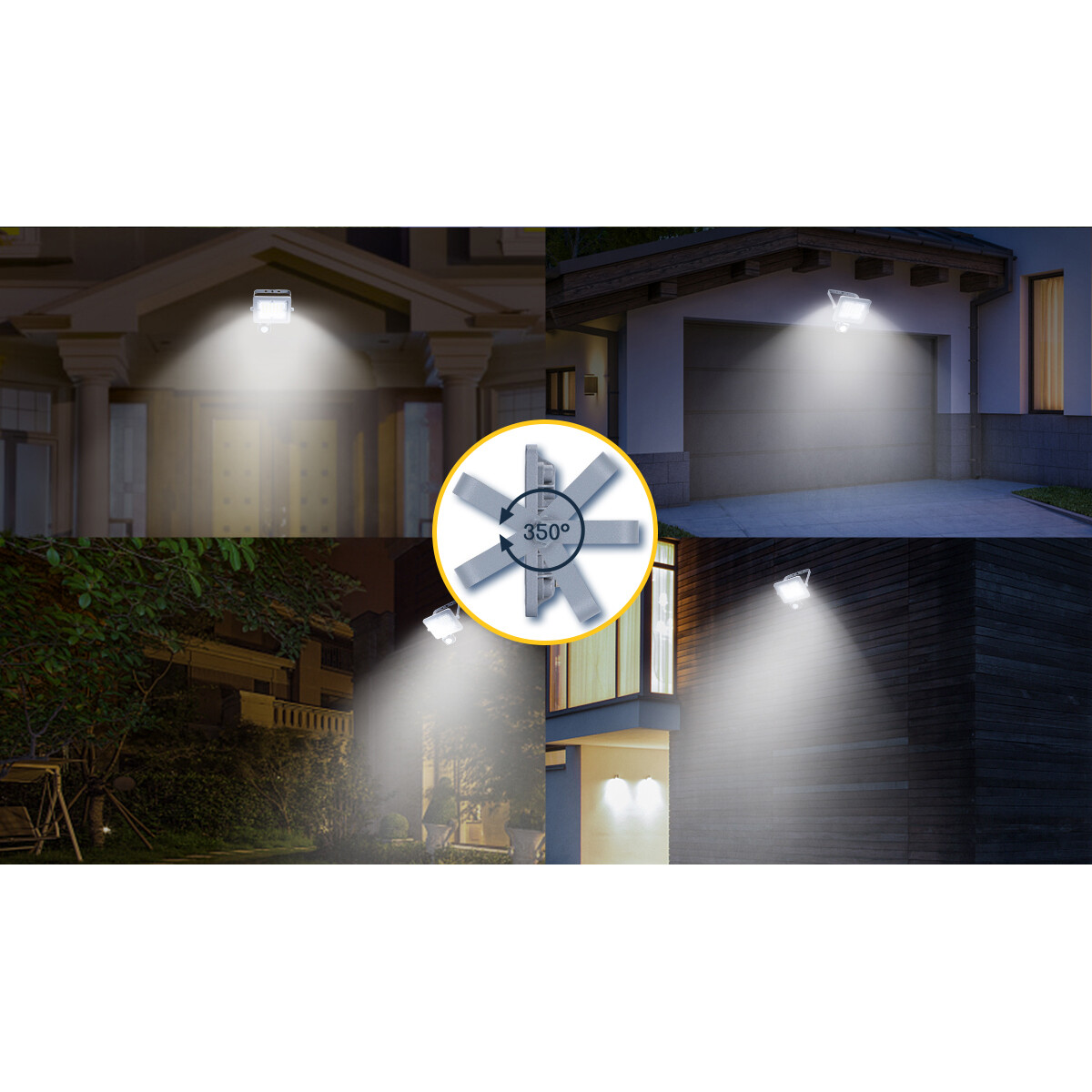 LED Baustrahler mit Sensor - Aigi Zuino - 50 Watt - Kaltweiß 6500K - Wasserdicht IP65 - Schwenkbar - Mattgrau - Aluminium