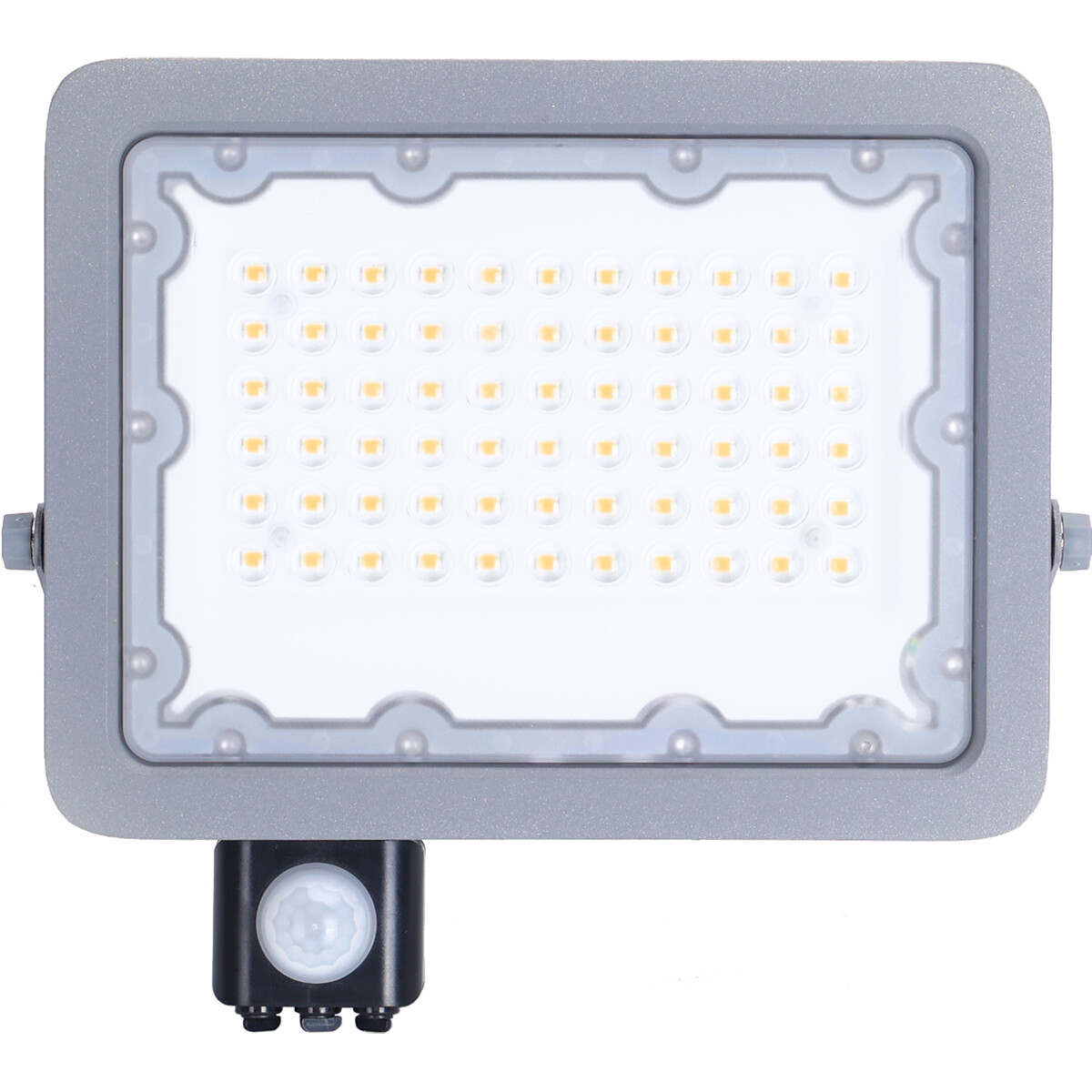 LED Baustrahler mit Sensor - Aigi Zuino - 50 Watt - Neutralweiß 4000K - Wasserdicht IP65 - Schwenkbar - Mattgrau - Aluminium