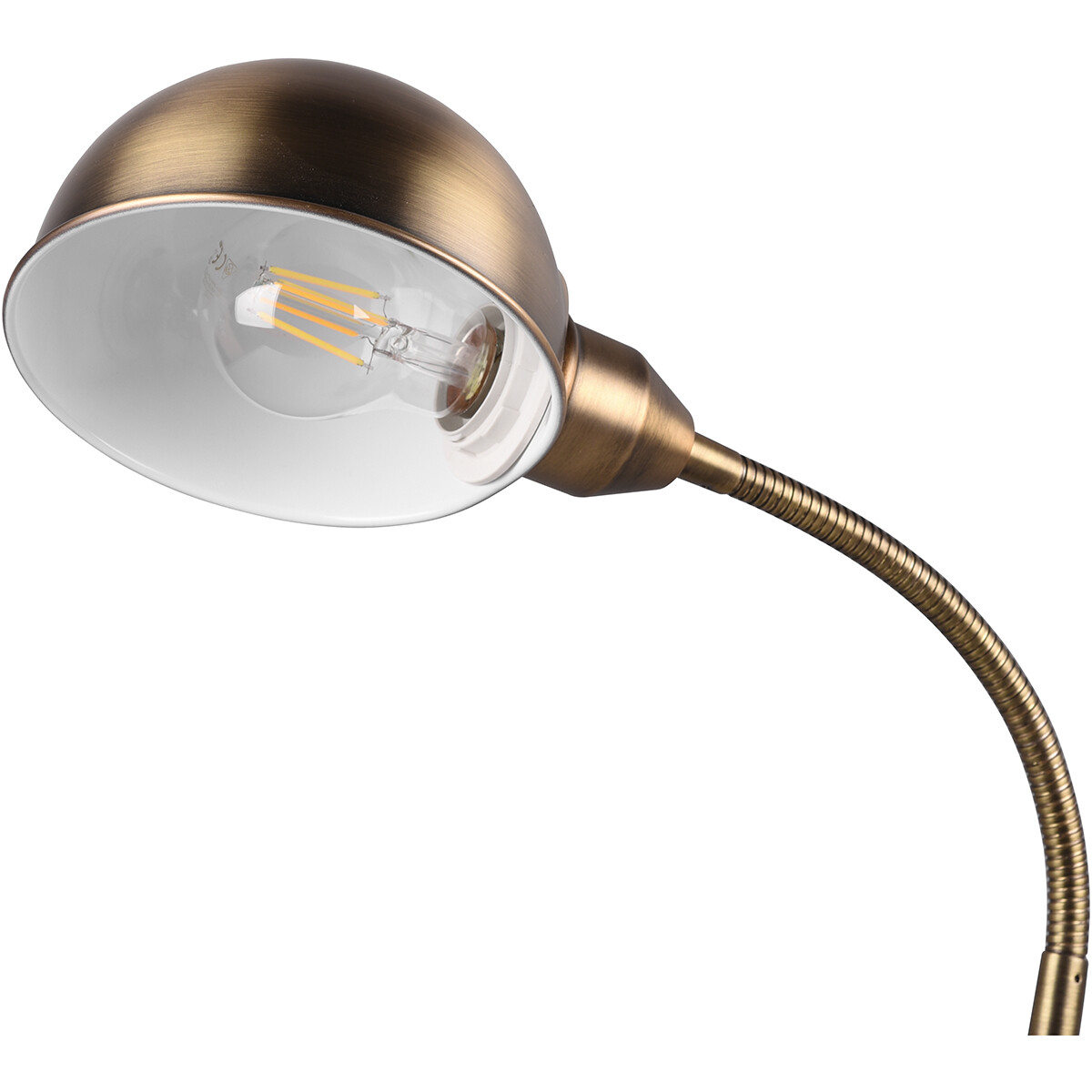 LED Schreibtischlampe - Tischbeleuchtung - Trion Pirle - E27 Fassung - Rund - Matt Gold - Aluminium