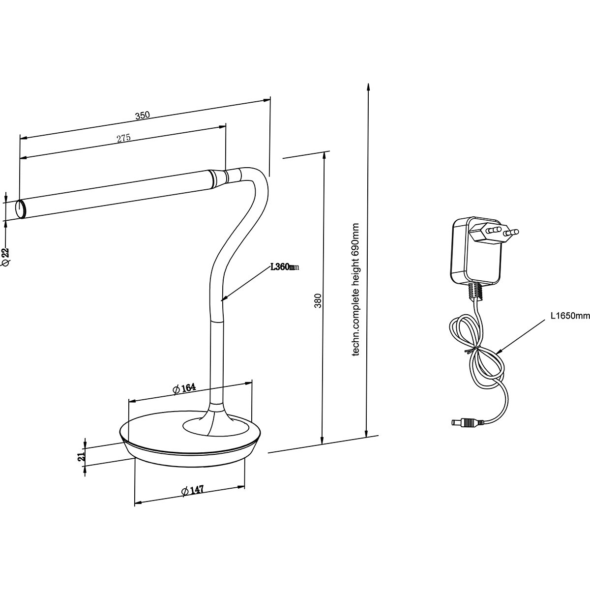 LED Schreibtischleuchte - Tischbeleuchtung - Trion Root - 5W - Anpassbare Farbe - Grau - Kunststoff