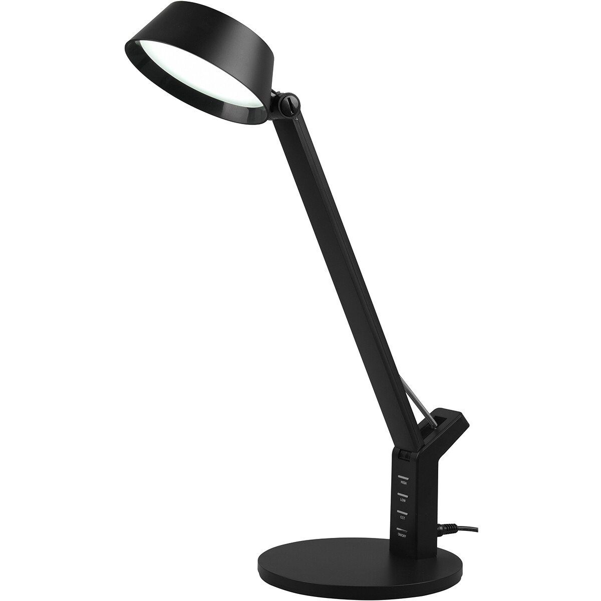 LED Schreibtischlampe - Trion Avvan - 5W - Anpassbare Lichtfarbe - USB Aufladbar - Dimmbar - Rund - Matt Schwarz - Kunststoff