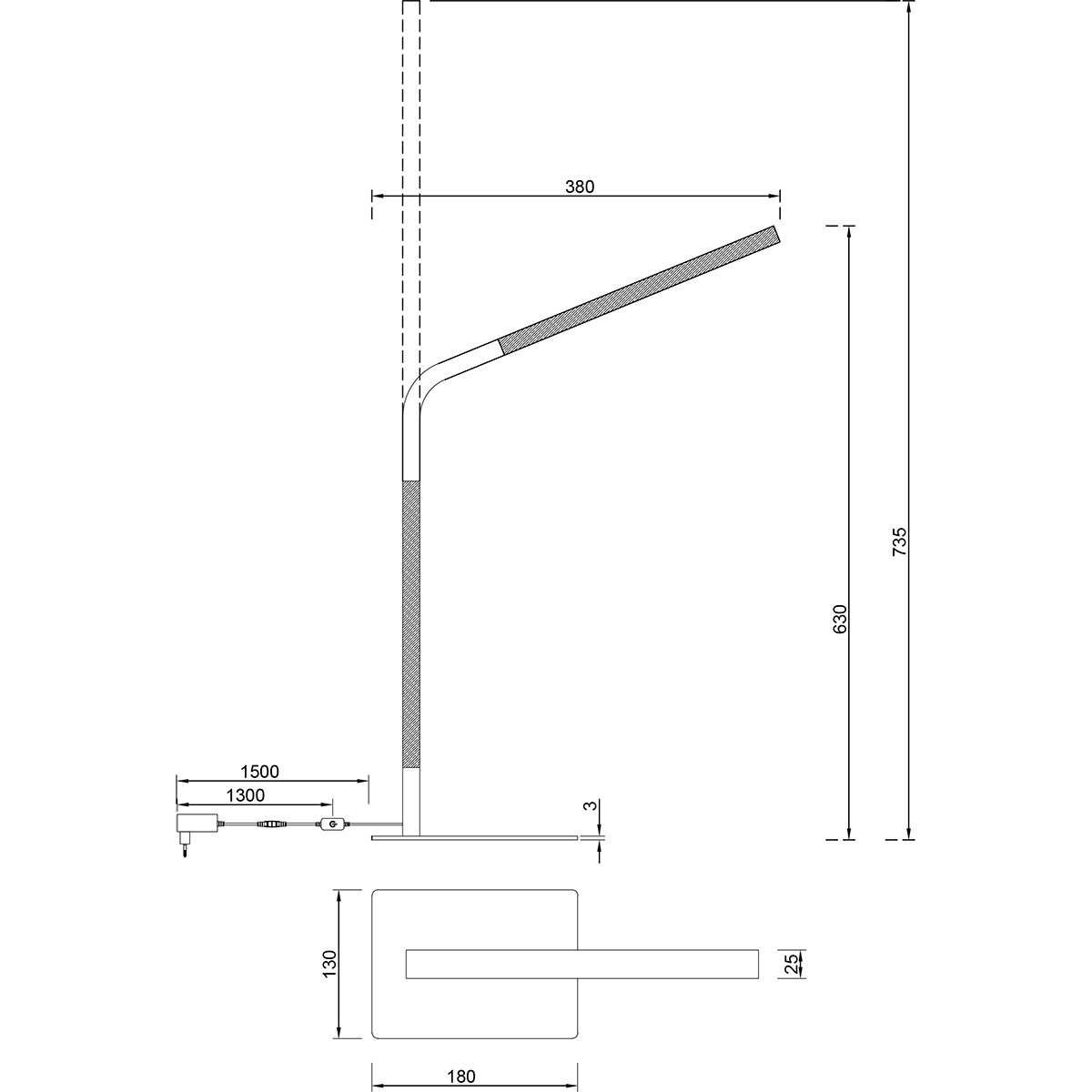 LED Schreibtischleuchte - Trion Rios - 7W - Warmweiß 3000K - Berührungsschalter - Rechteck - Matt Weiß - Metall