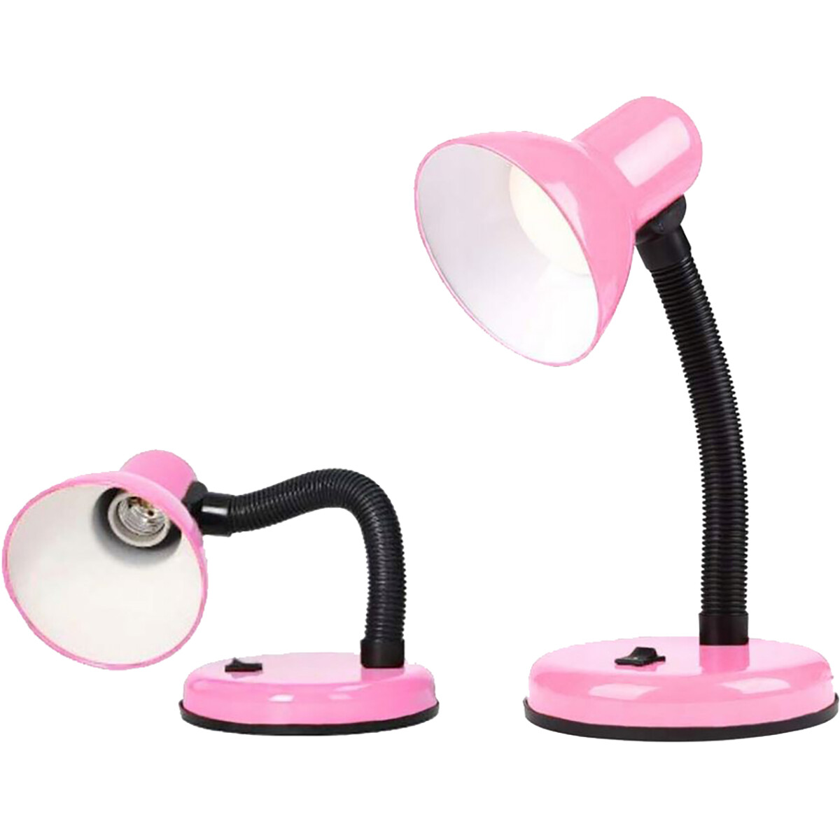 LED Schreibtischlampe - Velvin Brin - E27 Fassung - Ein/Aus Schalter - Flexibler Arm - Rosa