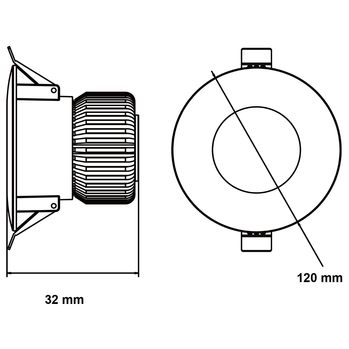 LED Downlight - Alexy - Einbau Rund 12W - Tageslicht 6400K - Mattweiß Aluminium - Ø120mm