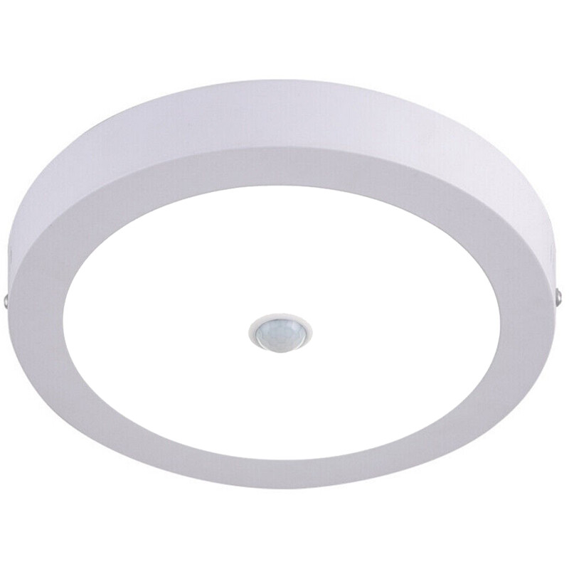 LED Downlight - Facto Dury - PIR Bewegungssensor 360° + Tag und Nacht Sensor - 18W - Kaltweiß 5700K - Aufbau - Rund - Matt Weiß - OSRAM LEDs