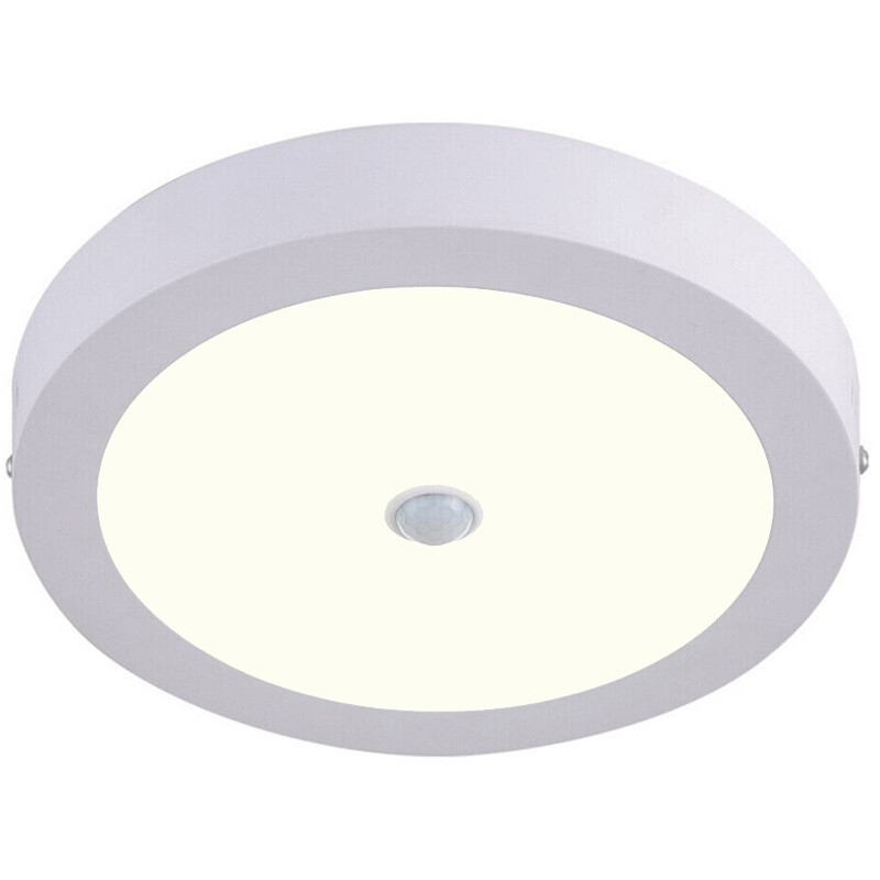 LED Downlight - Facto Dury - PIR Bewegungssensor 360° + Tag und Nacht Sensor - 24W - Neutralweiß 4000K - Aufbau - Rund - Matt Weiß - OSRAM LEDs