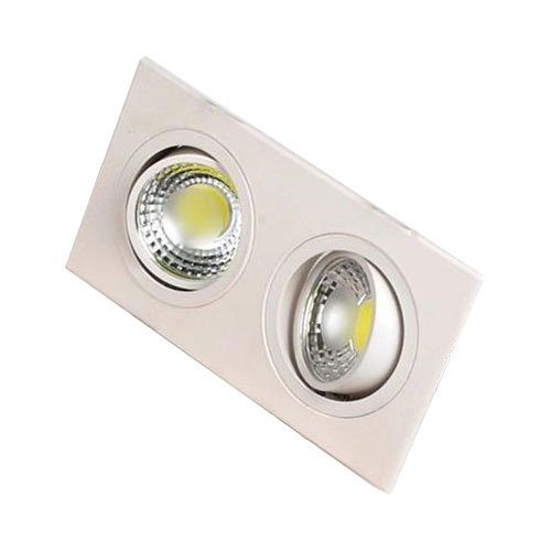 LED Spot - Einbaustrahler Doppel - Rechteckig 10W - Tageslicht 6400K - Mattweiß Aluminium - Kippbar 175x93mm