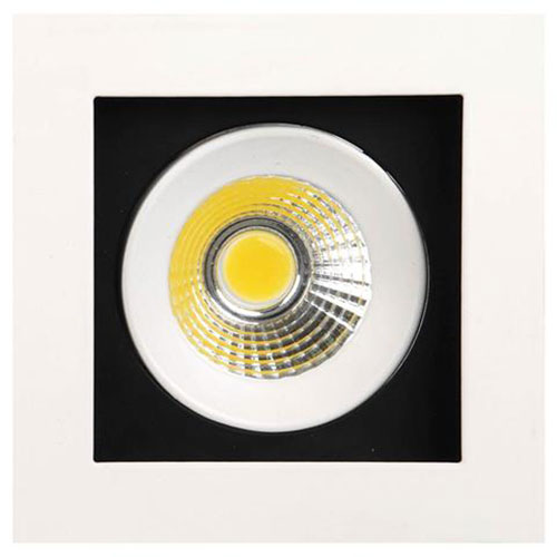 LED Spot - Einbaustrahler - Quadratisch 8W - Warmweiß 2700K - Mattweiß Aluminium - Kippbar 100mm