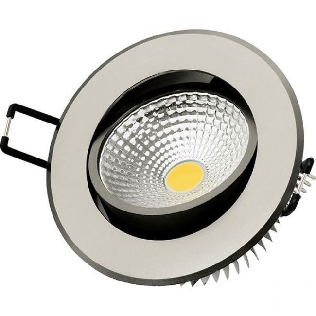 LED Spot - Einbaustrahler - Lila - Rund 5W - Warmweiß 2700K - Matt Chrom Aluminium - Kippbar Ø83mm