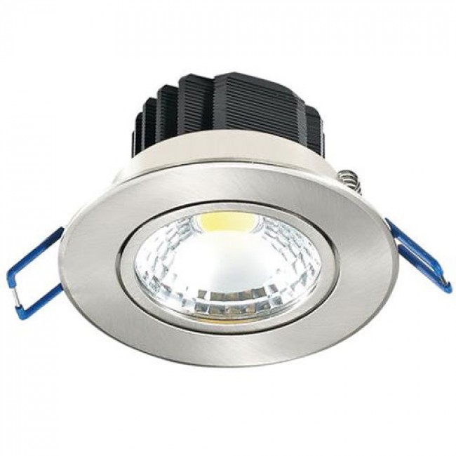 LED Spot - Einbaustrahler - Lila - Rund 5W - Warmweiß 2700K - Matt Chrom Aluminium - Kippbar Ø83mm