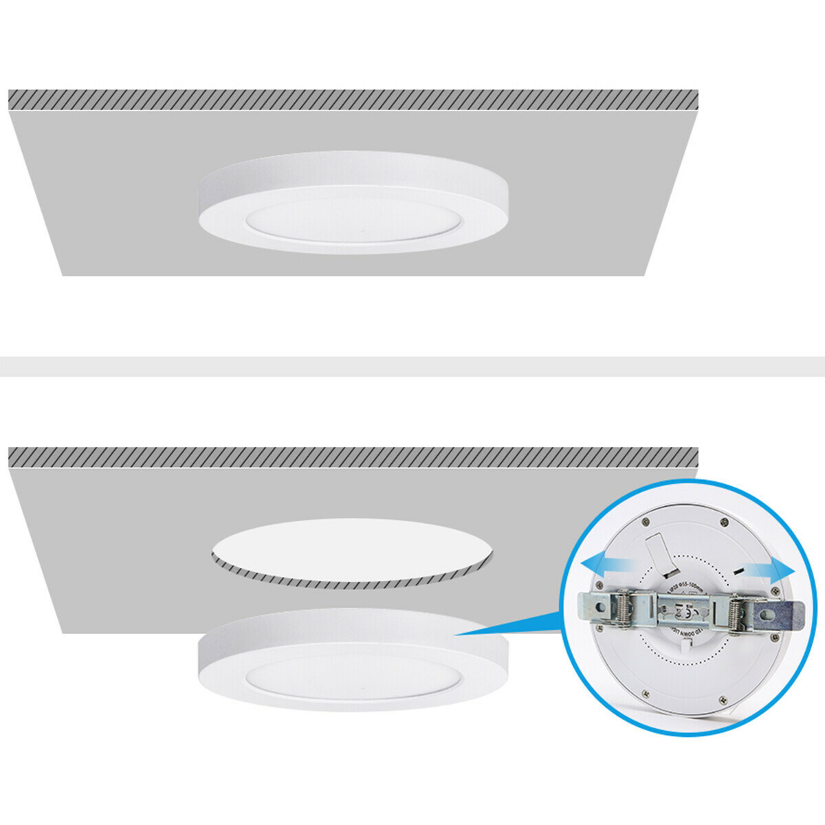 LED Downlight Pro - Aigi Foka - Einbau/Aufbau - Rund - 12W - Kaltweiß 6000K - Mattweiß - Kunststoff