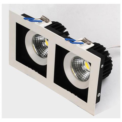 LED Spot - Einbaustrahler Doppel - Rechteckig 16W - Tageslicht 6400K - Mattweiß Aluminium - Kippbar 185x100mm