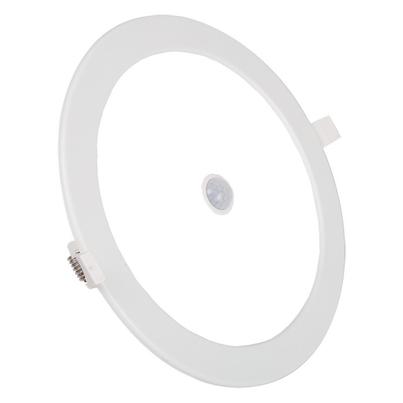 LED Downlight Slim 6er Pack - Aigi - PIR Bewegungsmelder 360° - Einbau Rund 12W - Tageslicht 6000K - Mattweiß - Ø170mm