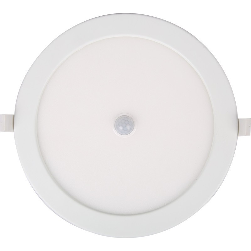 LED Downlight Slim 6er Pack - Aigi - PIR Bewegungsmelder 360° - Einbau Rund 24W - Warmweiß 3000K - Mattweiß - Ø240mm - Ø225mm