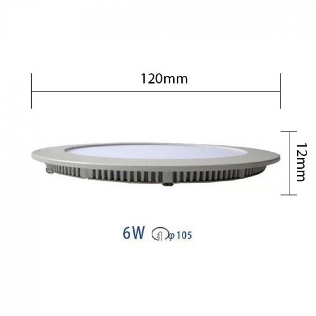 LED Downlight Slim 6er Pack - Einbau - 6W - Tageslicht 6000K - Rund - Mattweiß - Aluminium - Ø120mm