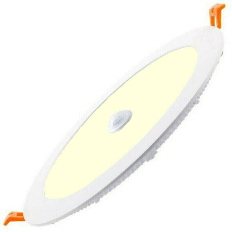 LED Downlight Slim - Facto Dury - PIR Bewegungssensor 360° + Tag und Nacht Sensor - 18W - Warmweiß 3000K - Einbau - Rund - Mattweiß - OSRAM LEDs