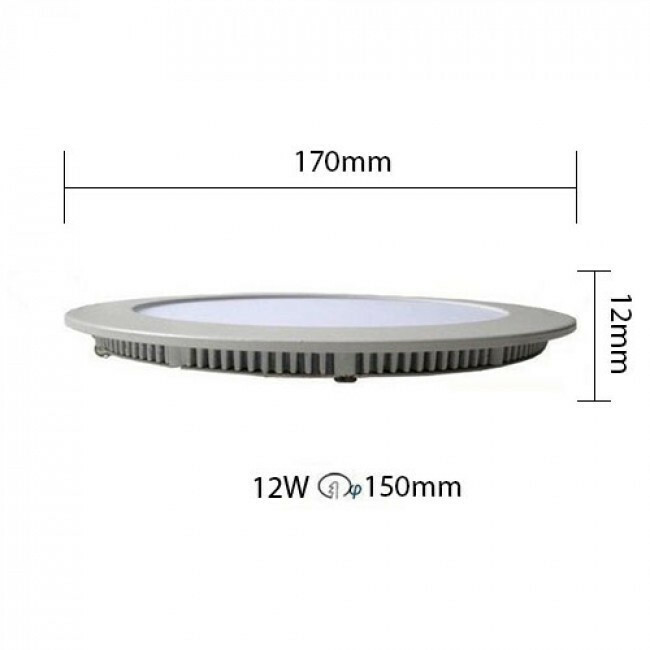 LED Downlight Slim - Einbau Rund 12W - Dimmbar - Tageslicht 6400K - Mattweiß Aluminium - Ø170mm