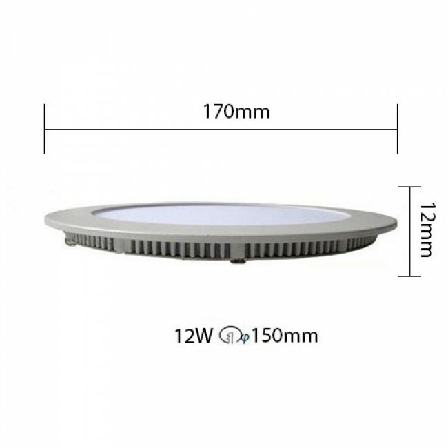 LED Downlight Slim - Einbau Rund 12W - Dimmbar - Extra Warmweiß 2700K - Mattschwarz Aluminium - Ø170mm