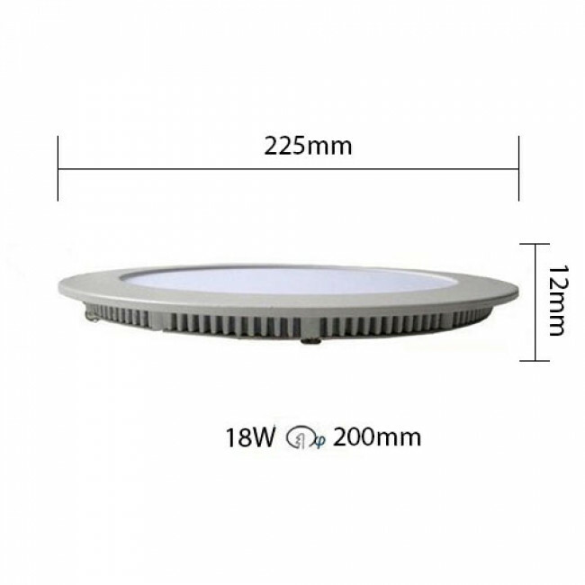 LED Downlight Slim - Einbau Rund 18W - Dimmbar - Tageslicht 6400K - Mattschwarz Aluminium - Ø225mm